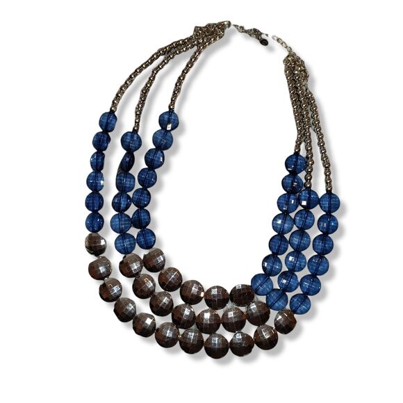 Gorgeous Yousi EUC Navy blue and gunmetal gray multi-strand necklace. - Picture 1 of 6